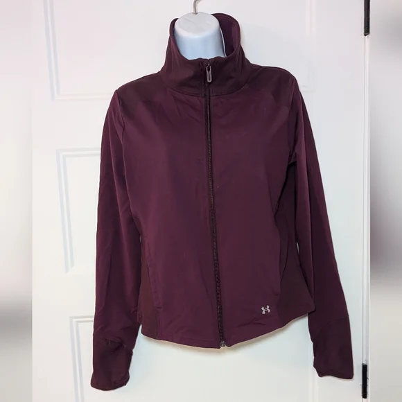 Under Armour Women’s Full Zip Athletic Fitted Jacket Burgundy Size M - Picture 1 of 7